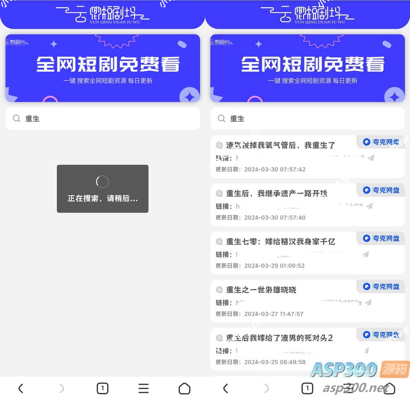 引流源码短剧搜索前端源码+内附搜索API