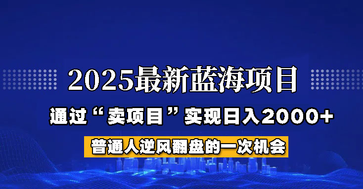 2025年蓝海项目，如何通过“网创项目”日入2000+-站源网