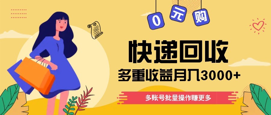 快递回收多重收益玩法，多账号批量操作，新手小白也能搬砖月入3000+！-站源网