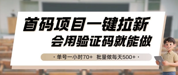 首码项目一键拉新，会用验证码就能做 单号一小时70+，批量做每天5张【揭秘】-站源网