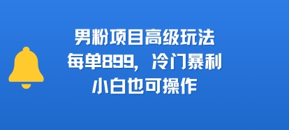 男粉项目高级玩法，每单899，冷门暴利，小白也可操作-站源网