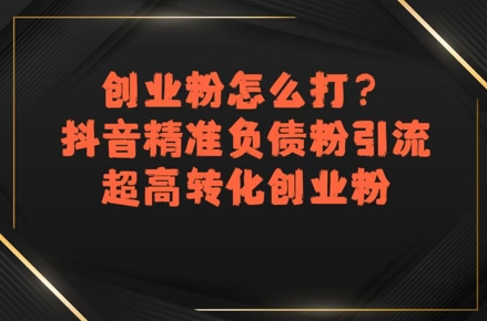 创业粉怎么打？抖音精准负债粉引流，超高转化创业粉-站源网
