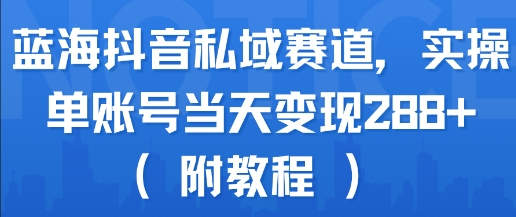 蓝海抖音私域赛道，实操单账号当天变现288+(附教程)-站源网