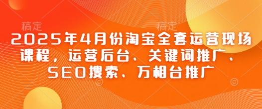 2025年4月份淘宝全套运营现场课程，运营后台、关键词推广、SEO搜索、万相台推广-站源网
