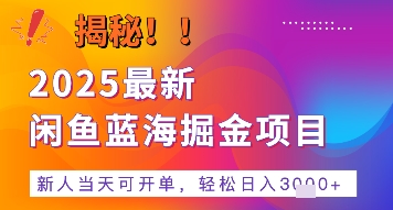 2025最新闲鱼蓝海掘金项目，新人当天可开单，轻松日入多张+的保姆级教程-站源网