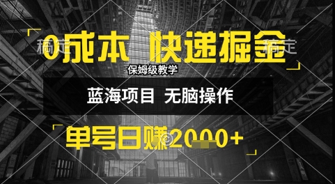 0成本快递掘金玩法，日入1k+，小白30分钟上手，收益嘎嘎猛【揭秘】-站源网