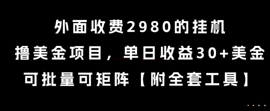 外面收费2980的挂G撸美金项目，单日收益30+美金，可批量可矩阵【揭秘】-站源网