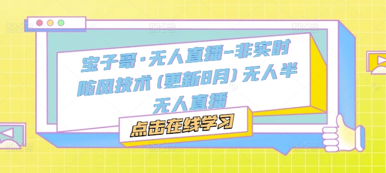 宝子哥·无人直播-非实时防风技术(更新25年7月)无人半无人直播-站源网