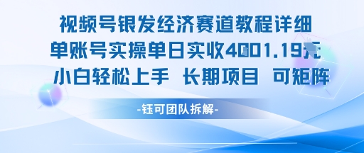 视频号银发经济赛道单账号实操单日实收1k+，小白轻松上手长期项目-站源网