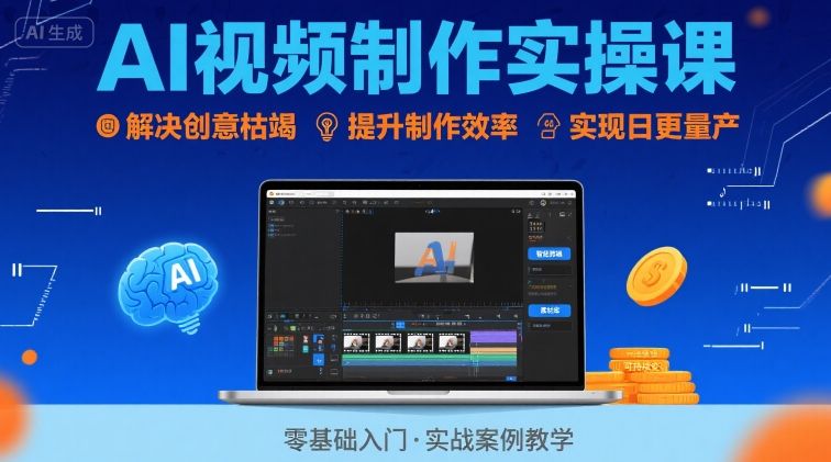 Ai视频制作实操课，解决创意枯竭、效率低下痛点，实现日更量产可持续变现-站源网