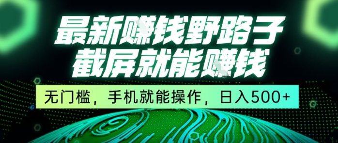 最新野路子截屏就能挣钱，无门槛，手机就能操作，日入5张【揭秘】-站源网