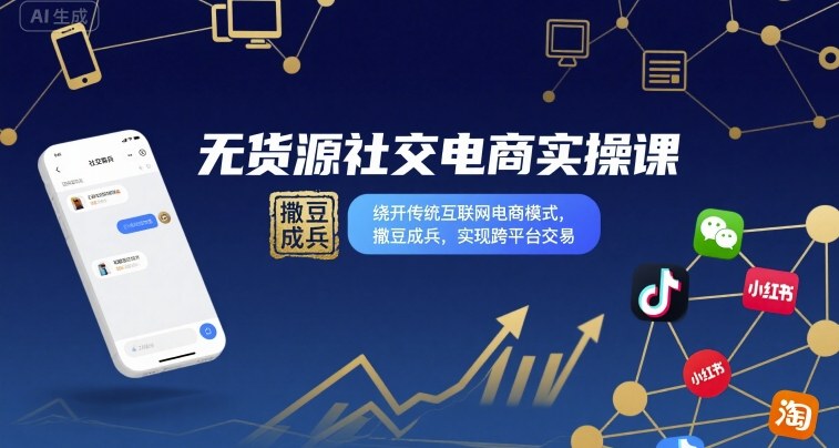 无货源社交电商实操课，绕开传统互联网电商模式，撒豆成兵，实现跨平台交易-站源网