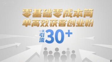 零基础零成本简单高效获客创业粉，一天引流30+-站源网