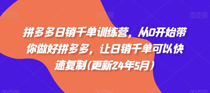 拼多多日销千单训练营，从0开始带你做好拼多多，让日销千单可以快速复制(更新25年5月)-站源网