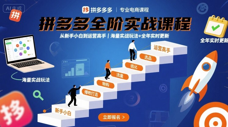 拼多多全阶实战课程，从新手小白到运营高手，海量实战玩法+全年实时更新【2025年9月更新】-站源网