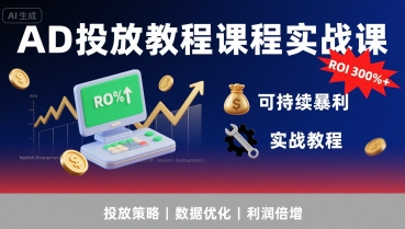 AD投放教程课程实战课，实现广告ROI300%+可持续暴利-站源网
