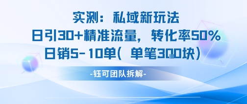 实测私域新玩法日引30加精准流量转化率50%日销5-10单每笔3张-站源网