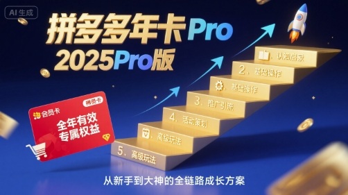 拼多多年卡2025Pro版，五大板块从认知到基础、从推广到活动、从活动到玩法-站源网