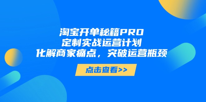 淘宝开单秘籍PRO，定制实战运营计划，化解商家痛点，突破运营瓶颈-站源网