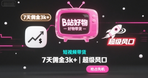 B站好物短视频带货，7天佣金3k+，超级风口【揭秘】-站源网