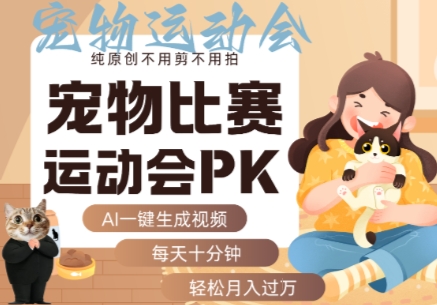 AI一键生成宠物比赛运动会PK视频，纯原创不用剪不用拍，每天十分钟，轻松月入过1W+-站源网