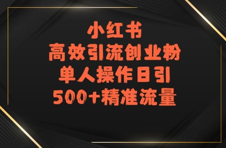 小红书高效引流创业粉，单人操作日引500+精准流量-站源网