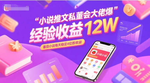 小说推文私董会大佬爆单经验分享收益12W，番茄小说每天稳定4位数收益-站源网