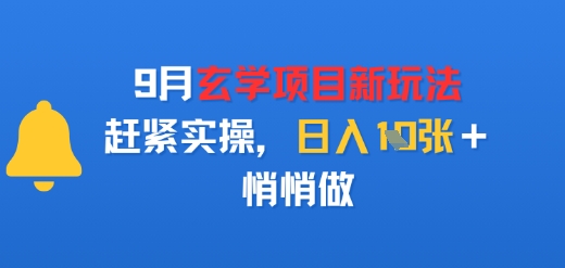 9月玄学项目新玩法，赶紧实操，日入多张，悄悄做-站源网