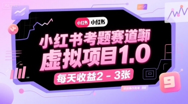 小红书考题赛道虚拟项目1.0，项目操作简单，每天收益2-3张-站源网
