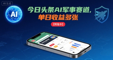 今日头条AI军事赛道，单日收益多张 ，手机可做【附指令】-站源网