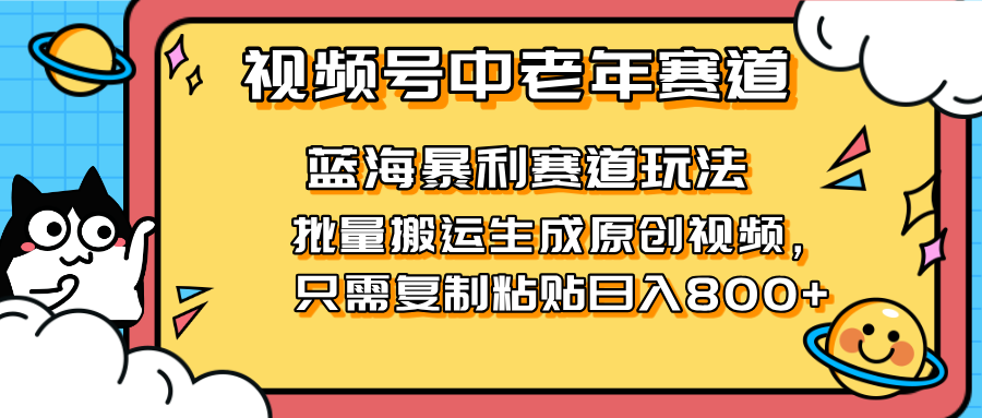 2025视频号中老年短视频蓝海暴利风口！复制粘贴搬运视频单日赚800+，无…-站源网