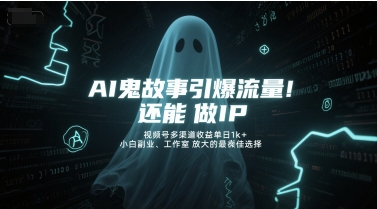 AI鬼故事引爆流量，还能做IP，视频号多渠道收益单日1k+，小白副业、工作室放大的最佳选择-站源网