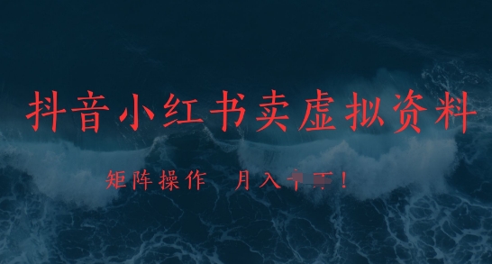 抖音小红书卖虚拟资料，市场需求一直存在，矩阵操作，月入1w+-站源网