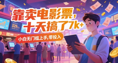靠卖电影票，十天搞了7k+，小白无门槛上手，零投入【揭秘】-站源网