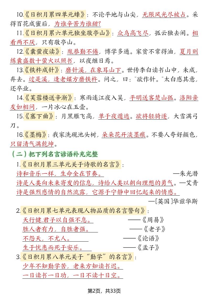 四年级下册语文期末复习必考知识点-站源网