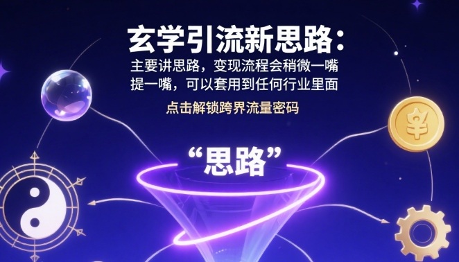 玄学引流新思路：主要讲思路，变现流程会稍微提一嘴，可以套用到任何行业里面-站源网