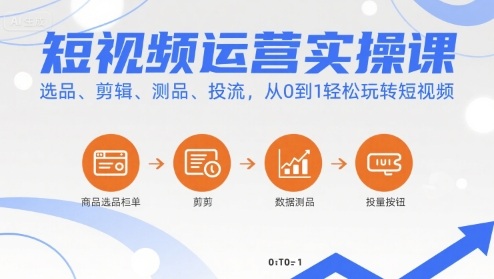 短视频运营实操课，选品、剪辑、测品、投流，从0到1轻松玩转短视频-站源网