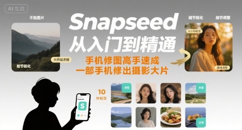 Snapseed从入门到精通，手机修图高手速成，一部手机就能修出摄影大片-站源网
