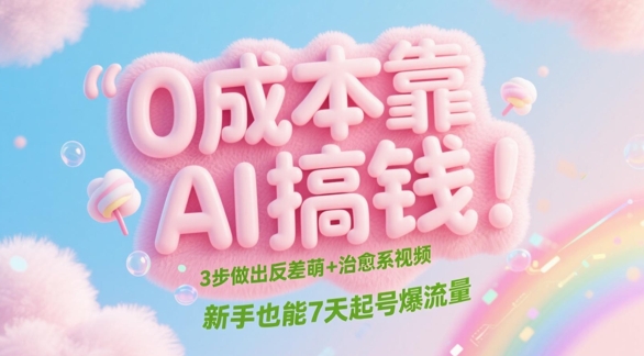 0成本靠AI搞钱！3步做出反差萌+治愈系视频，新手也能7天起号爆流量-站源网