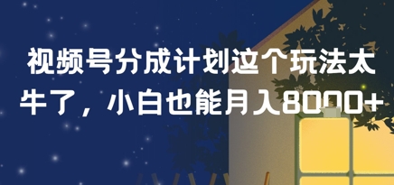 视频号分成计划这个玩法太牛了，小白也能月入8k+-站源网