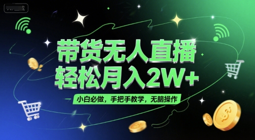 带货无人直播，轻松月入2W+，小白必做，手把手教学，无脑操作(附学习资料)-站源网