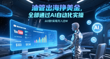 油管出海挣美金，全部通过AI自动化实操，从0到1实现月入过W-站源网