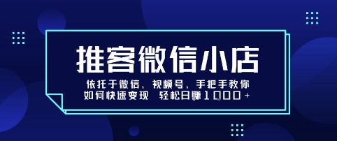 推客微信小店依托于微信、视频号，手把手教你如何快速变现 轻松日入1k+【揭秘】-站源网