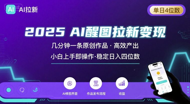 2025最强AI醒图拉新，几分钟一条原创作品，单日收入4位数，小白也能上手操作-站源网