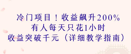 冷门项目！收益飙升200% 有人每天只花1小时 收益突破1k(详细教学指南)-站源网