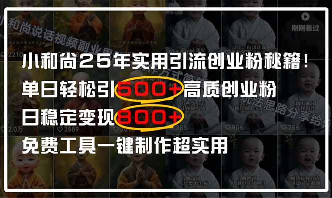小和尚2025年实用引流秘籍！单日轻松引500+高质量创业粉，日变现800+，…-站源网