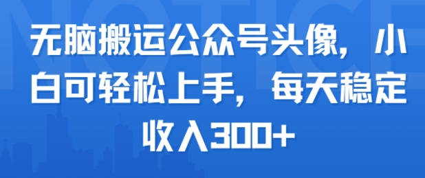 无脑搬运公众号头像，小白可轻松上手，每天稳定收入3张+-站源网