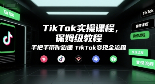 TikTok实操课程，保姆级教程，手把手带你跑通TikTok变现全流程-站源网