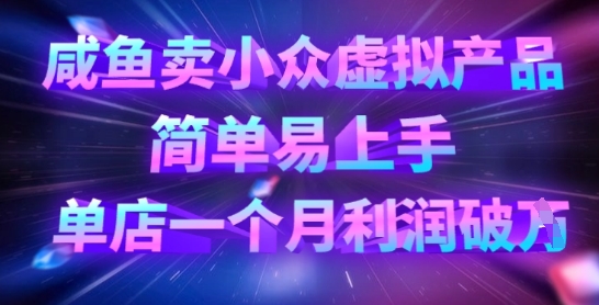 咸鱼卖小众虚拟产品，简单易上手，单店一个月利润破W-站源网