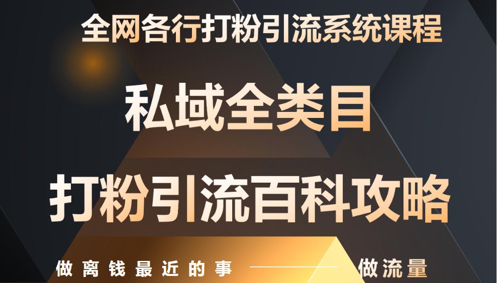 月入9万：全网唯一私域打粉引流神课，零基础手把手带你引流变现-站源网